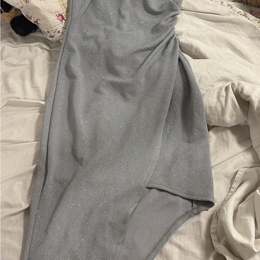 B Darlin Gray One Shoulder Dress